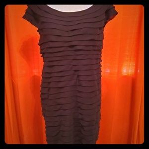 Black ruffled cocktail evening dress